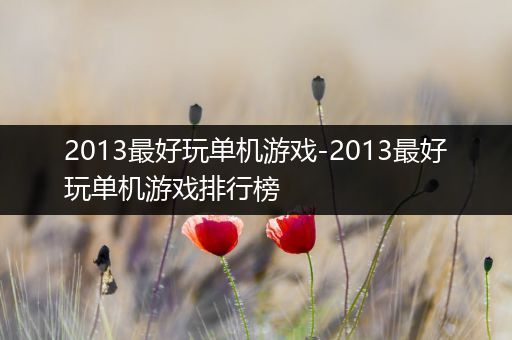 2013最好玩单机游戏-2013最好玩单机游戏排行榜