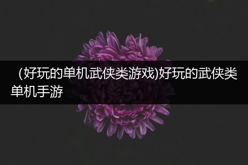 （好玩的单机武侠类游戏)好玩的武侠类单机手游