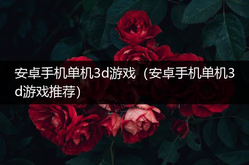 安卓手机单机3d游戏（安卓手机单机3d游戏推荐）