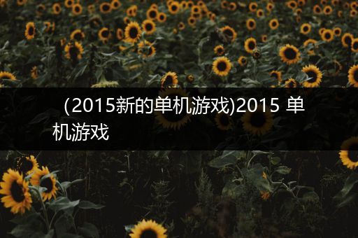 （2015新的单机游戏)2015 单机游戏
