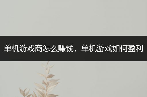 单机游戏商怎么赚钱，单机游戏如何盈利