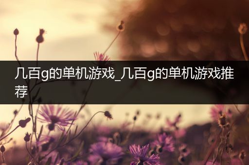 几百g的单机游戏_几百g的单机游戏推荐