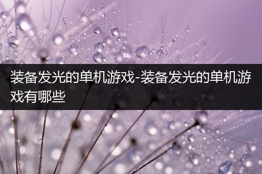 装备发光的单机游戏-装备发光的单机游戏有哪些