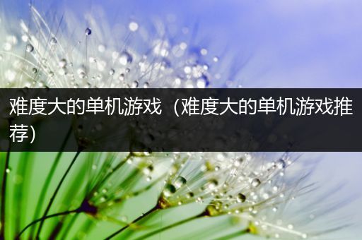 难度大的单机游戏（难度大的单机游戏推荐）