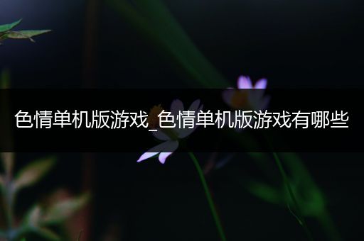 色情单机版游戏_色情单机版游戏有哪些