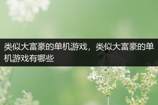 类似大富豪的单机游戏，类似大富豪的单机游戏有哪些