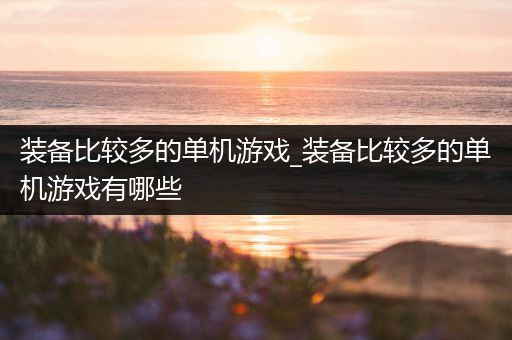 装备比较多的单机游戏_装备比较多的单机游戏有哪些