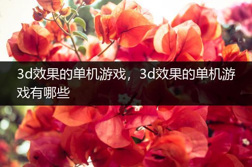 3d效果的单机游戏，3d效果的单机游戏有哪些