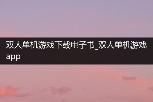 双人单机游戏下载电子书_双人单机游戏app
