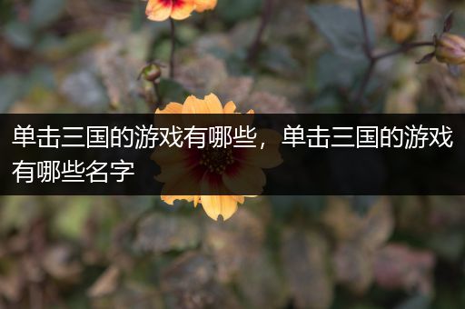 单击三国的游戏有哪些，单击三国的游戏有哪些名字