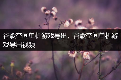 谷歌空间单机游戏导出，谷歌空间单机游戏导出视频