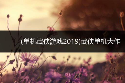 （单机武侠游戏2019)武侠单机大作