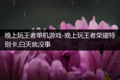 晚上玩王者单机游戏-晚上玩王者荣耀特别卡,白天就没事