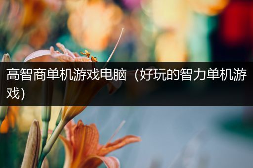 高智商单机游戏电脑（好玩的智力单机游戏）