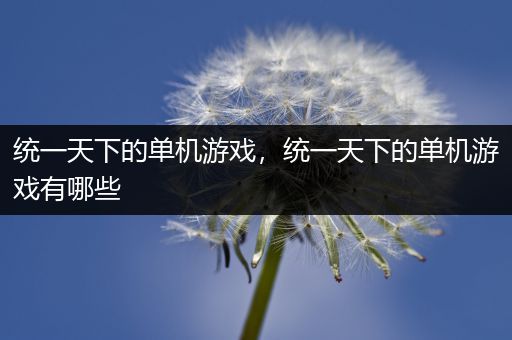 统一天下的单机游戏，统一天下的单机游戏有哪些