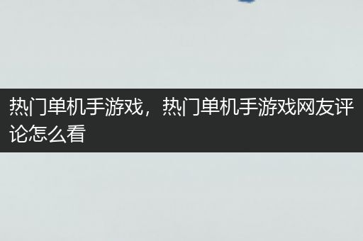热门单机手游戏，热门单机手游戏网友评论怎么看