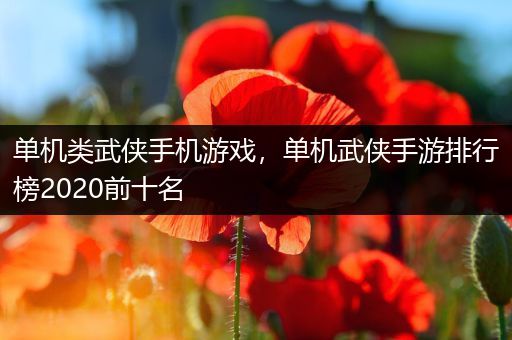 单机类武侠手机游戏，单机武侠手游排行榜2020前十名