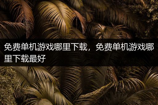 免费单机游戏哪里下载，免费单机游戏哪里下载最好