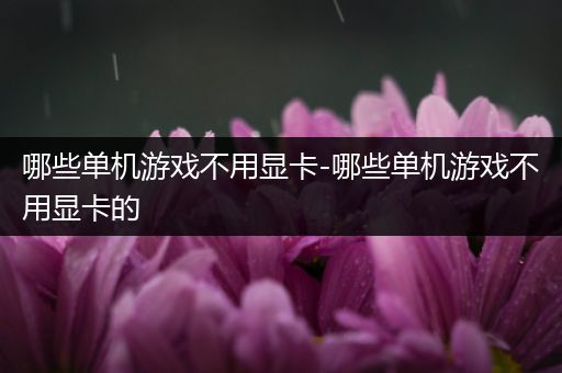 哪些单机游戏不用显卡-哪些单机游戏不用显卡的