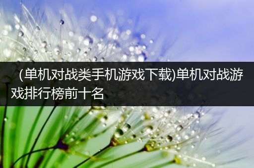 （单机对战类手机游戏下载)单机对战游戏排行榜前十名