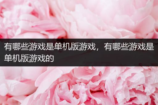 有哪些游戏是单机版游戏，有哪些游戏是单机版游戏的