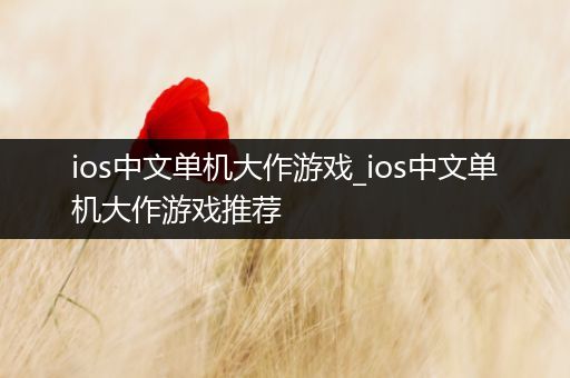 ios中文单机大作游戏_ios中文单机大作游戏推荐
