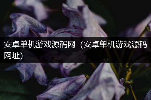 安卓单机游戏源码网（安卓单机游戏源码网址）