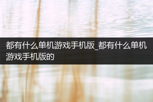 都有什么单机游戏手机版_都有什么单机游戏手机版的