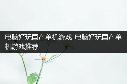 电脑好玩国产单机游戏_电脑好玩国产单机游戏推荐