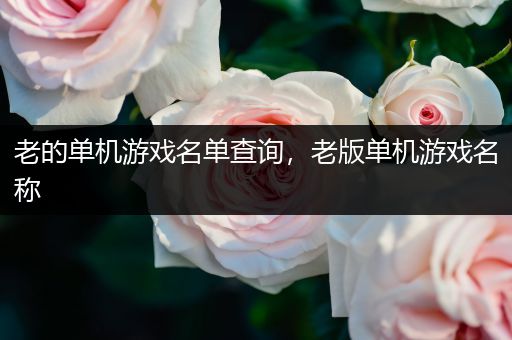 老的单机游戏名单查询，老版单机游戏名称