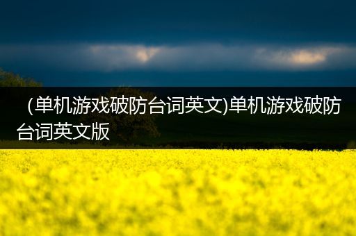 （单机游戏破防台词英文)单机游戏破防台词英文版