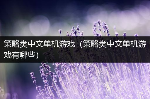 策略类中文单机游戏（策略类中文单机游戏有哪些）