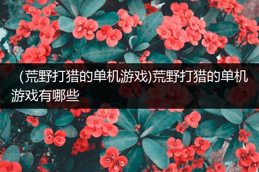 （荒野打猎的单机游戏)荒野打猎的单机游戏有哪些