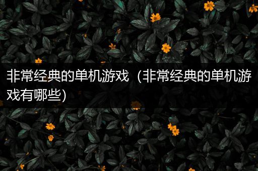 非常经典的单机游戏（非常经典的单机游戏有哪些）