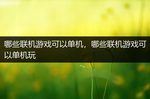 哪些联机游戏可以单机，哪些联机游戏可以单机玩