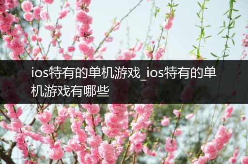 ios特有的单机游戏_ios特有的单机游戏有哪些