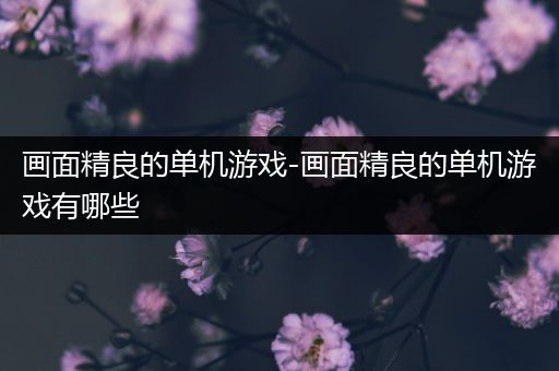 画面精良的单机游戏-画面精良的单机游戏有哪些