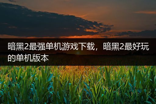 暗黑2最强单机游戏下载，暗黑2最好玩的单机版本