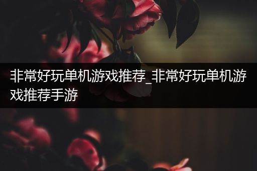 非常好玩单机游戏推荐_非常好玩单机游戏推荐手游
