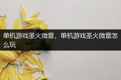 单机游戏圣火微章，单机游戏圣火微章怎么玩