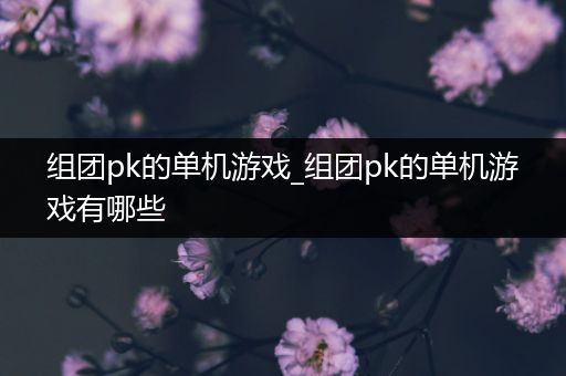 组团pk的单机游戏_组团pk的单机游戏有哪些