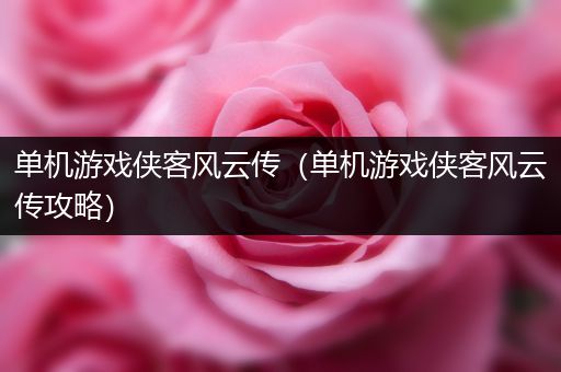 单机游戏侠客风云传（单机游戏侠客风云传攻略）