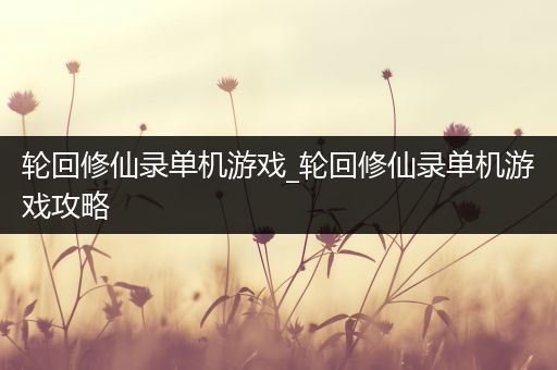 轮回修仙录单机游戏_轮回修仙录单机游戏攻略