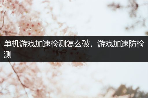 单机游戏加速检测怎么破，游戏加速防检测