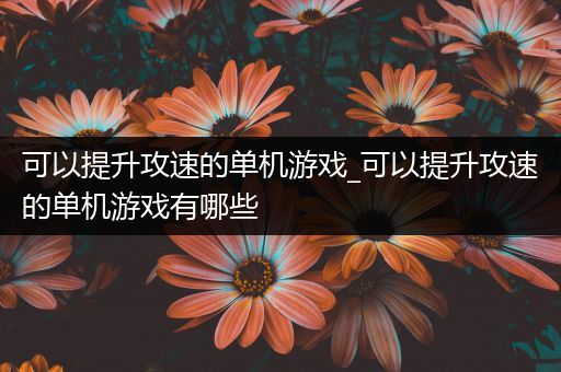 可以提升攻速的单机游戏_可以提升攻速的单机游戏有哪些