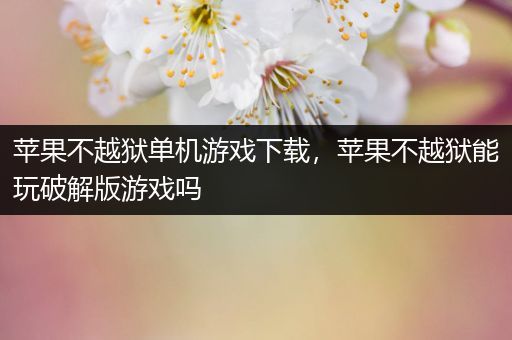 苹果不越狱单机游戏下载，苹果不越狱能玩破解版游戏吗