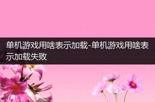 单机游戏用啥表示加载-单机游戏用啥表示加载失败