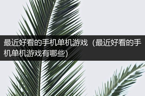最近好看的手机单机游戏（最近好看的手机单机游戏有哪些）