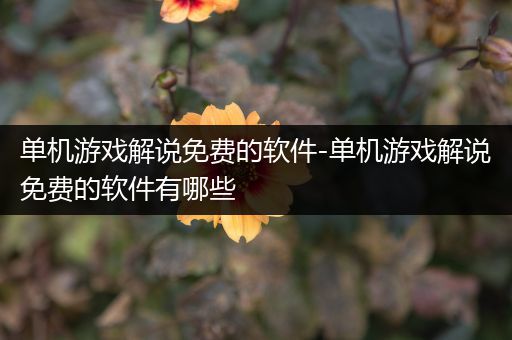 单机游戏解说免费的软件-单机游戏解说免费的软件有哪些