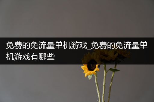 免费的免流量单机游戏_免费的免流量单机游戏有哪些